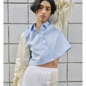 New Derek Lam Kinsley shirt blouse top blue/ pale yellow size 6
